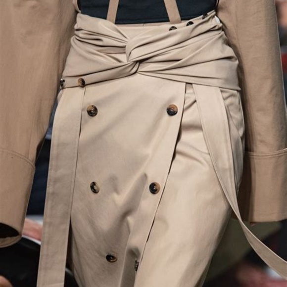 Rokh Twist-Front Button Embellished Cotton Gabardine Midi Skirt - Picture 4 of 12